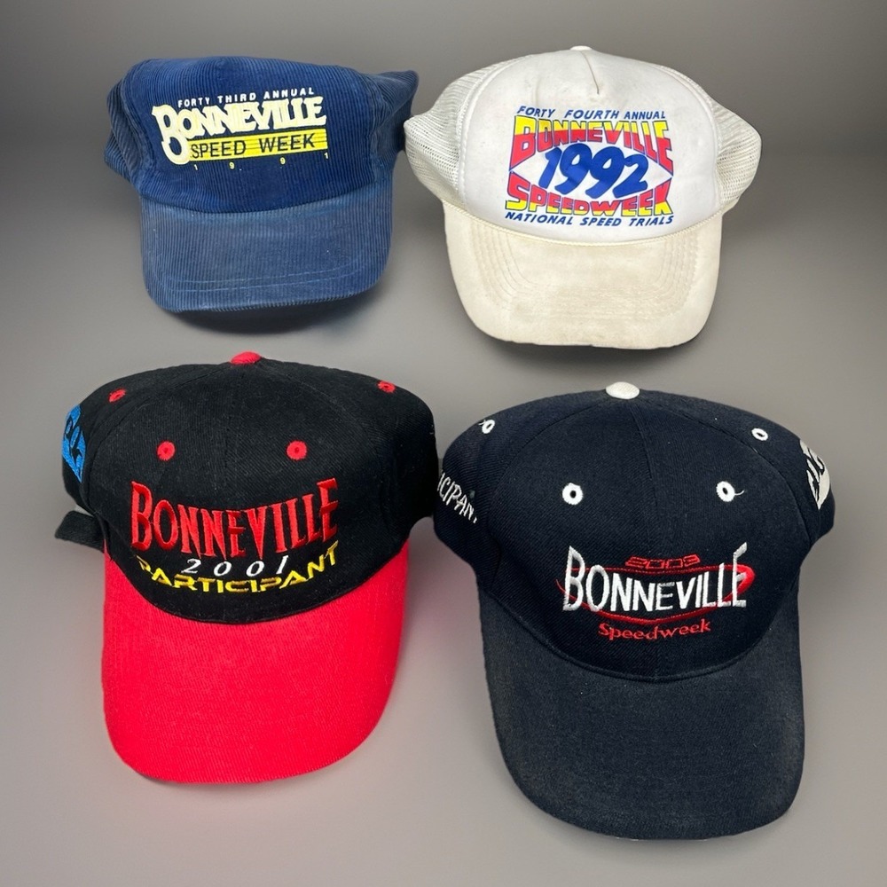 Bonneville Speedweek Hat Lot 1991 Corduroy, 1992 White Trucker, 2001 & 2003